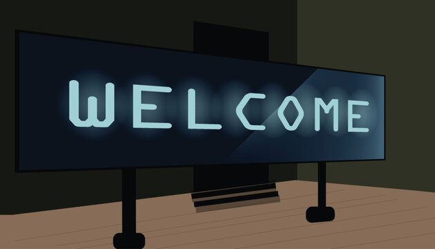 LED Display Welcome signage vector illustration design background