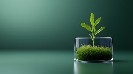 Poster - Delicate plant life encapsulated within a petri dish and surrounded by micro elements representing the groundbreaking advancements in plant science that drive sustainable solutions for the future