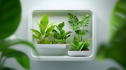 Poster - Lush vibrant plant life cultivated in a cutting edge scientific laboratory