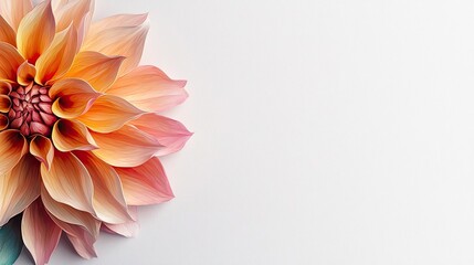 Poster - Floral illustration abstract background concept. Vibrant dahlia flower showcasing intricate petals in soft hues, perfect for floral designs.