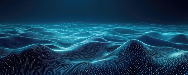 Poster - Seascape abstract background idea. A serene underwater landscape with flowing blue waves and gentle light ripples.