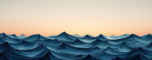 Aufkleber - Seascape abstract background idea. This serene image showcases gentle waves under a tranquil sunset sky.