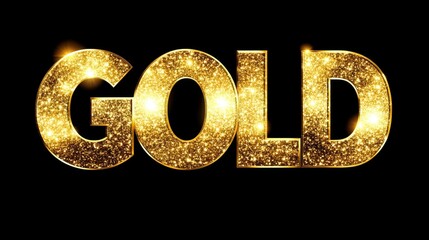 Wall Mural - Gold, Glittering Text Effect on Dark Background, for Luxury Designs, Marketing, and Branding