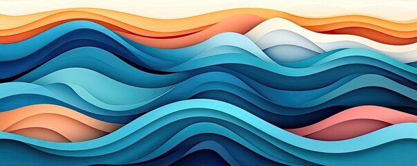 Poster - Waterscape abstract background idea. Abstract waves in vibrant colors create a dynamic visual representation of fluid motion.
