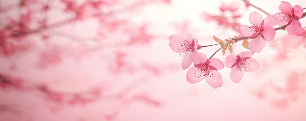 Aufkleber - Floral illustration abstract background concept. Delicate cherry blossoms bloom against a soft, pastel backdrop in early spring.