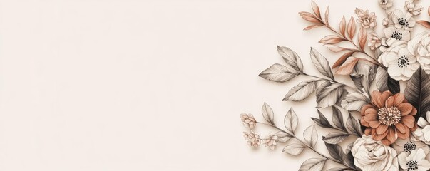 Poster - Ink illustration abstract background concept. Elegant floral design with soft hues, perfect for backgrounds or decorative purposes.