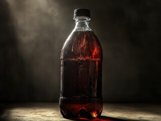 Poster - A single serving of soda perched on a rustic wood surface, perfect for a backyard BBQ or outdoor gathering