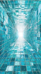 Poster - A mesmerizing turquoise tunnel with light at the end, symbolizing hope