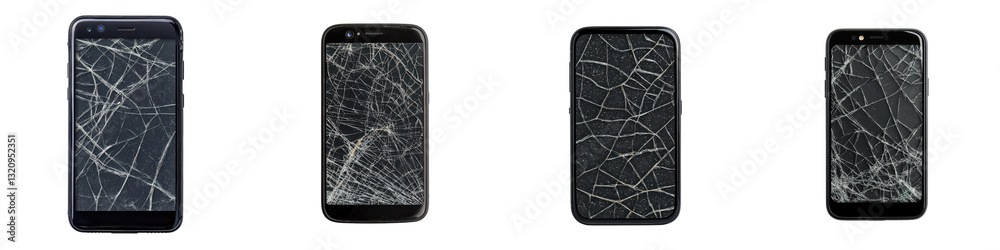 Fragile Screen Shattered smartphone screen with cracked glass display highlighting the ...