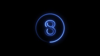 Leinwandbilder - 10 seconds countdown neon bright royal blue color animation on black background. loading royal blue color animation 4k.