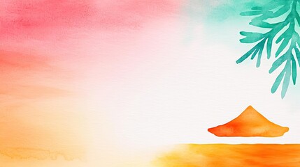 Poster - Pastel color illustration abstract background idea. A serene watercolor landscape depicting tranquility with vibrant colors and soft textures.