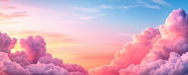 Poster - Pastel color illustration abstract background idea. Vibrant sunset sky with colorful clouds creating a serene natural landscape.
