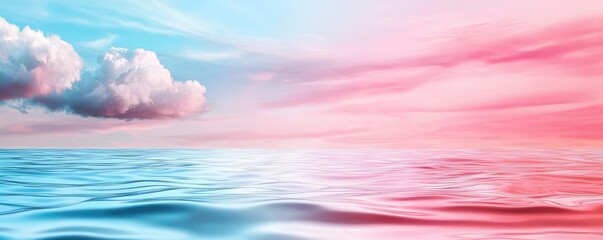 Poster - Pastel color illustration abstract background idea. Stunning ocean view with vibrant skies and soft clouds at sunrise or sunset.