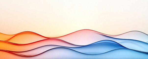 Poster - Waterscape abstract background idea. Abstract wavy lines in red and blue create a calming, modern background effect.