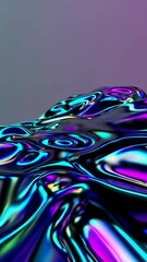 Poster - Vibrant liquid metallic waves morphing in colorful abstract motion