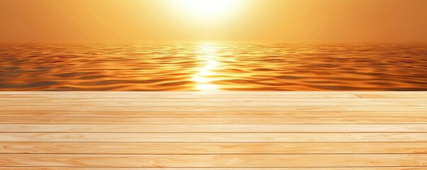 Poster - Waterscape abstract background idea. Golden sunset over the tranquil sea, reflecting warm colors on calm waters.