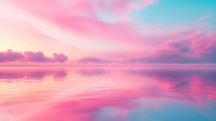 Poster - Waterscape abstract background idea. A serene view of pastel skies reflecting on calm waters during sunset.
