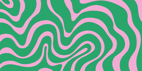 Aufkleber - Cool Abstract Psychedelic Groovy Pattern Art. Y2k Trippy Texture Vector Design. Wavy Background.