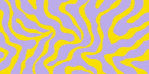 Fototapete - Cool Abstract Psychedelic Groovy Pattern Art. Y2k Trippy Texture Vector Design. Wavy Background.