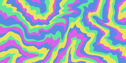 Fototapete - Cool Y2k Abstract Colorful Wavy Texture Vector Design Art. Groovy Psychedelic Rainbow Pattern. Trippy Pop Art illustration.