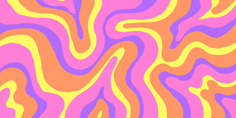 Fototapete - Cool Y2k Abstract Colorful Wavy Texture Vector Design Art. Groovy Psychedelic Rainbow Pattern. Trippy Pop Art illustration.