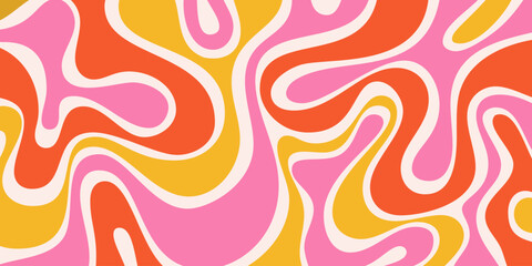 Poster - Cool Abstract Psychedelic Groovy Pattern Art. Y2k Trippy Texture Vector Design. Wavy Background.