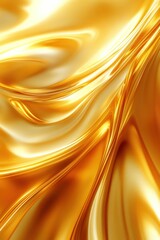 Poster - a close-up view of shimmering golden silk fabric with flowing textures, creating a luxurious and ele