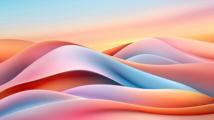 Poster - Pastel color illustration abstract background idea. Colorful waves of soft gradient, creating a soothing and dreamy visual landscape.