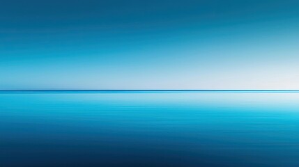 Aufkleber - Waterscape abstract background idea. Stunning calm ocean view with gradient blue tones under a clear sky, evoking serenity.
