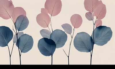 Poster - Delicate Eucalyptus Branches, Soft Pastel Tones