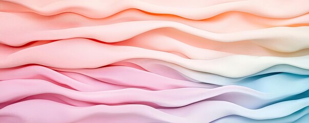 Poster - Pastel color illustration abstract background idea. Soft, flowing waves of colorful fabric create a soothing and elegant visual texture.