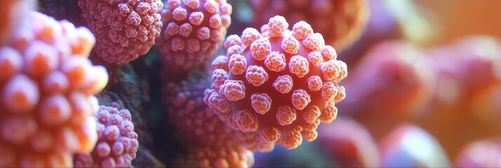 Poster - Abstract Coral Pink And Seafoam Green Organic Shapes, Detailed Textures, Shallow Depth Of Field