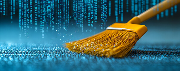 Poster - Digital cleanup broom sweeps data