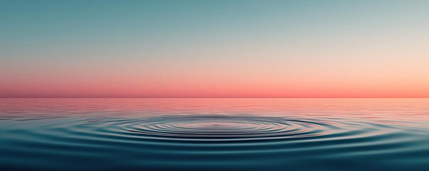 Aufkleber - Waterscape abstract background idea. A calm water surface reflecting a serene pastel sunset and creating gentle ripples.