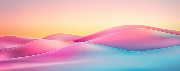 Poster - Pastel color illustration abstract background idea. A serene abstract landscape with gentle waves in soft pastel colors of pink and blue.