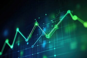 Leinwandbilder - Dynamic data visualization with intersecting trend lines for political and economic analysis in cool tones of blue and green