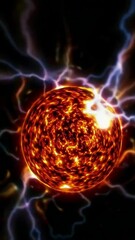 Wall Mural - Dynamic spherical energy with pulsating electric lightning surges