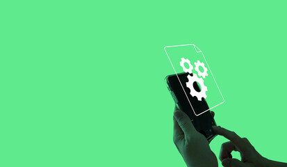 Aufkleber - Automation of business and industrial process. Smart factory and technology innovation concept on virtual screen smart phone.