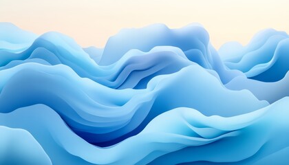 Poster - Abstract Blue Flowing Shapes with Soft Gradient, Background for Design Project, Illustration