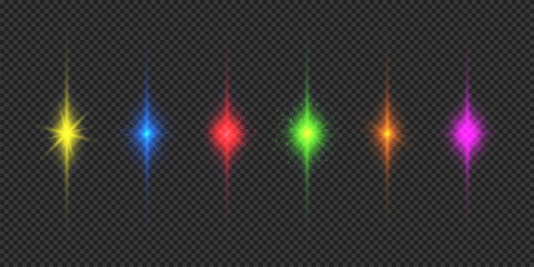 Wall Mural - set of multicolor light effects of lens flares
