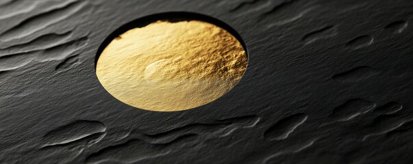 Poster - Golden circle on textured black surface with intricate patterns and elegant design