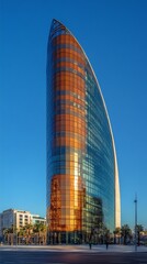 Poster - A striking modern tower with a sleek, curved design stands tall against the pristine blue sky