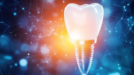 Aufkleber - Rapid healing and advancement in dental implants showcased with bright abstract lightning bolt effects and vibrant colors