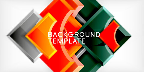 Poster - Square, arrow shapes with round elements Vector Illustration For Wallpaper, Banner, Background, Card, Book Illustration, landing page