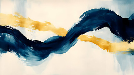 Poster - Abstract blue gold swirls art print
