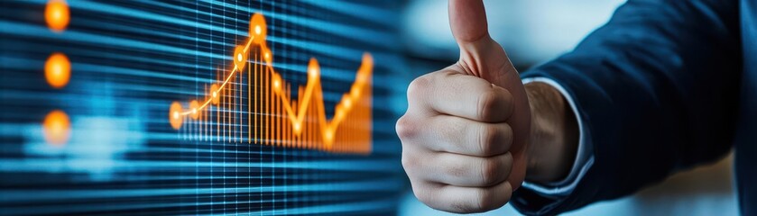 Aufkleber - Hand pointing at a colorful chart indicating growth and progress in a professional business environment and analysis