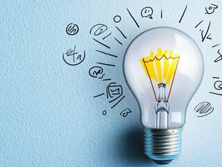 Aufkleber - Unique light bulb featuring a creative drawing of another light bulb symbolizing new ideas and bright concepts