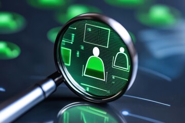 Aufkleber - A magnified person observed through a magnifying lens for enhanced clarity on individual features and characteristics
