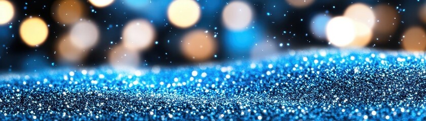 Poster - Sparkling blue glitter background with shimmering texture perfect for creative designs and festive celebrations