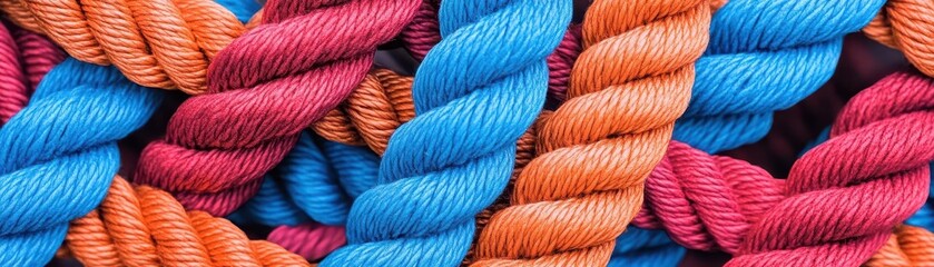 Poster - Colorful ropes displayed together in an artistic arrangement highlighting textures and vibrancy for creative projects and crafts